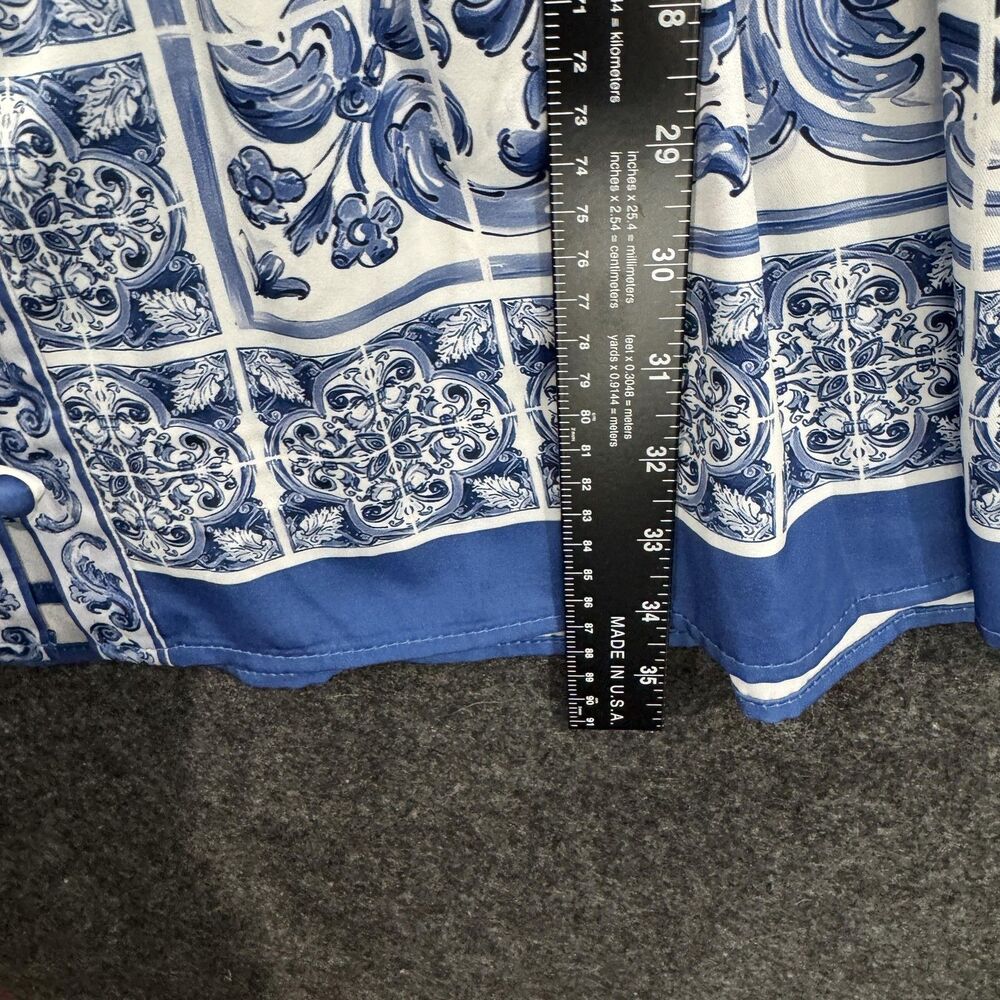Blue and White Printed Midi Dress - Picture 5 of 7